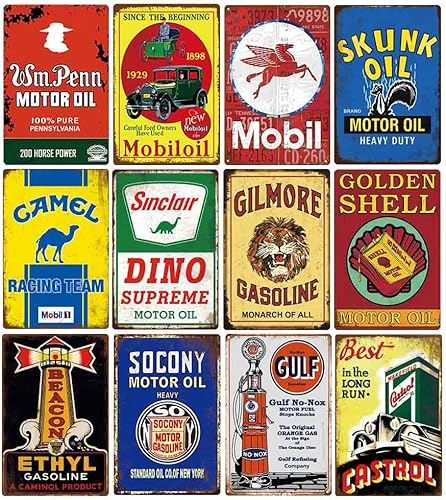Miniatura 5 de 12 letreros de lata de gas y aceite, letrero de metal retro vintage para el hogar, hombre, cueva, garaje, 8 x 12 pulgadas Mobil 1-Sunoco