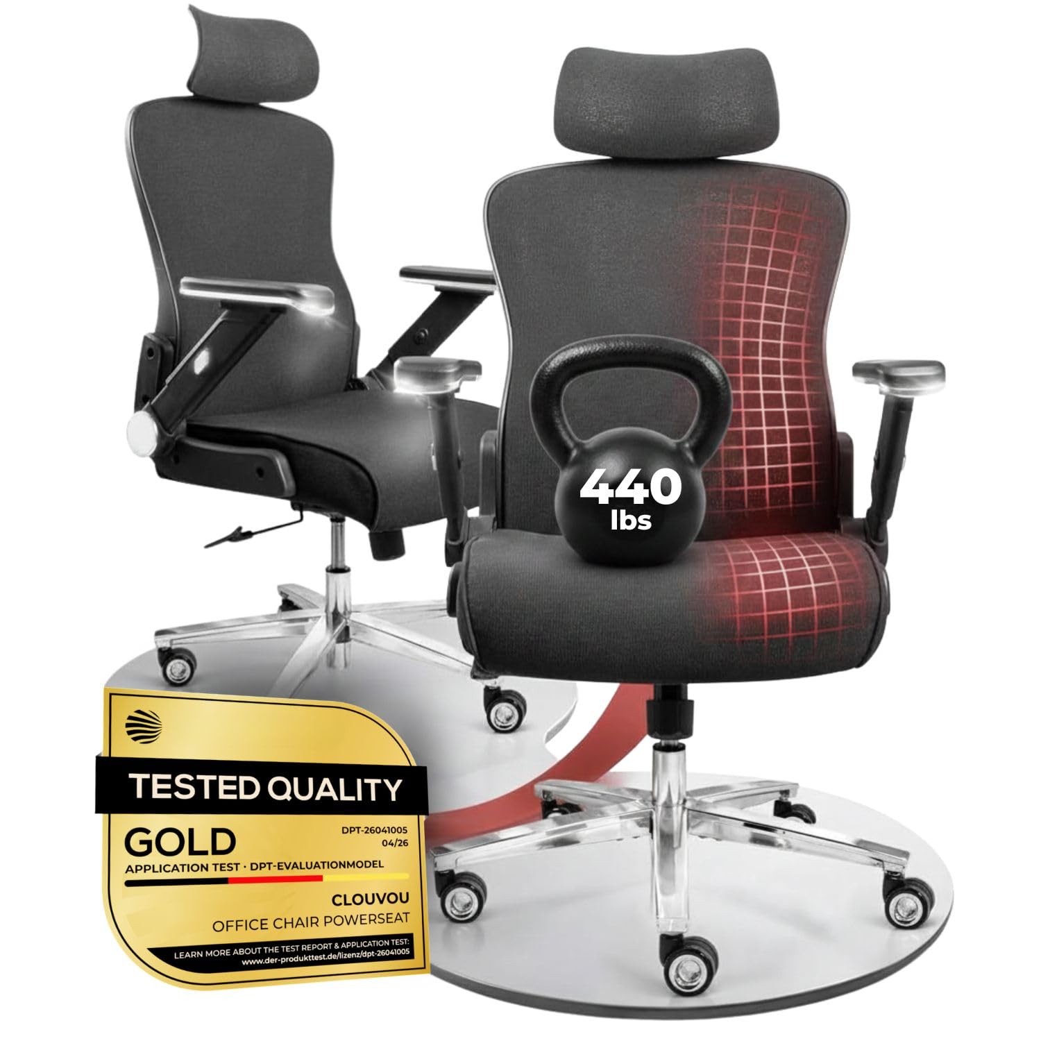 CLOUVOU PowerSeat Ergonomic Office Chair [BEST RATED] 100% Adjustable