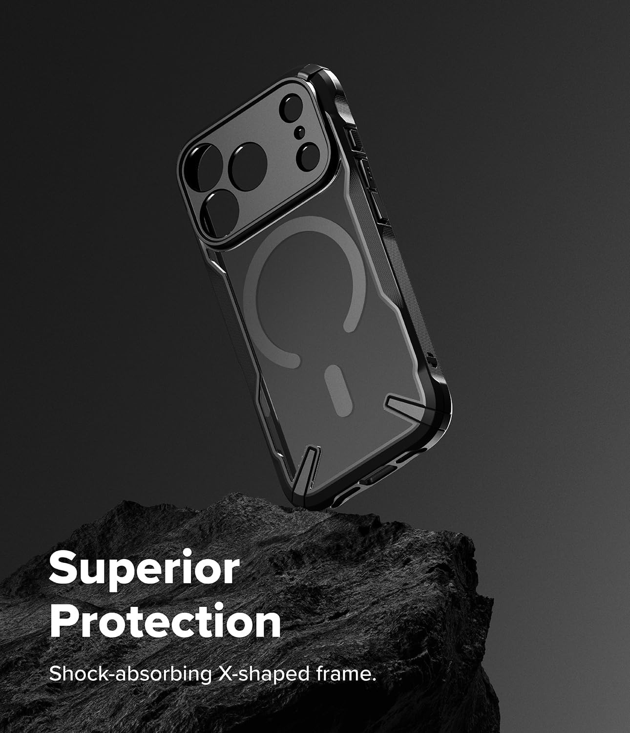 Ringke Fusion-X for iPhone 17 Pro Case [Compatible with MagSafe] Augmented Bumper Heavy Duty Shockproof Protective Cover - Magnetic Black
