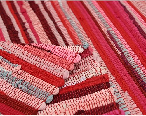 Miniatura 19 de 2 alfombras de algodón de 2 x 3 pies + 2 x 4.2 pies con borlas, alfombra de baño tejida lavable, alfombra de baño, alfombras para cocina, sala