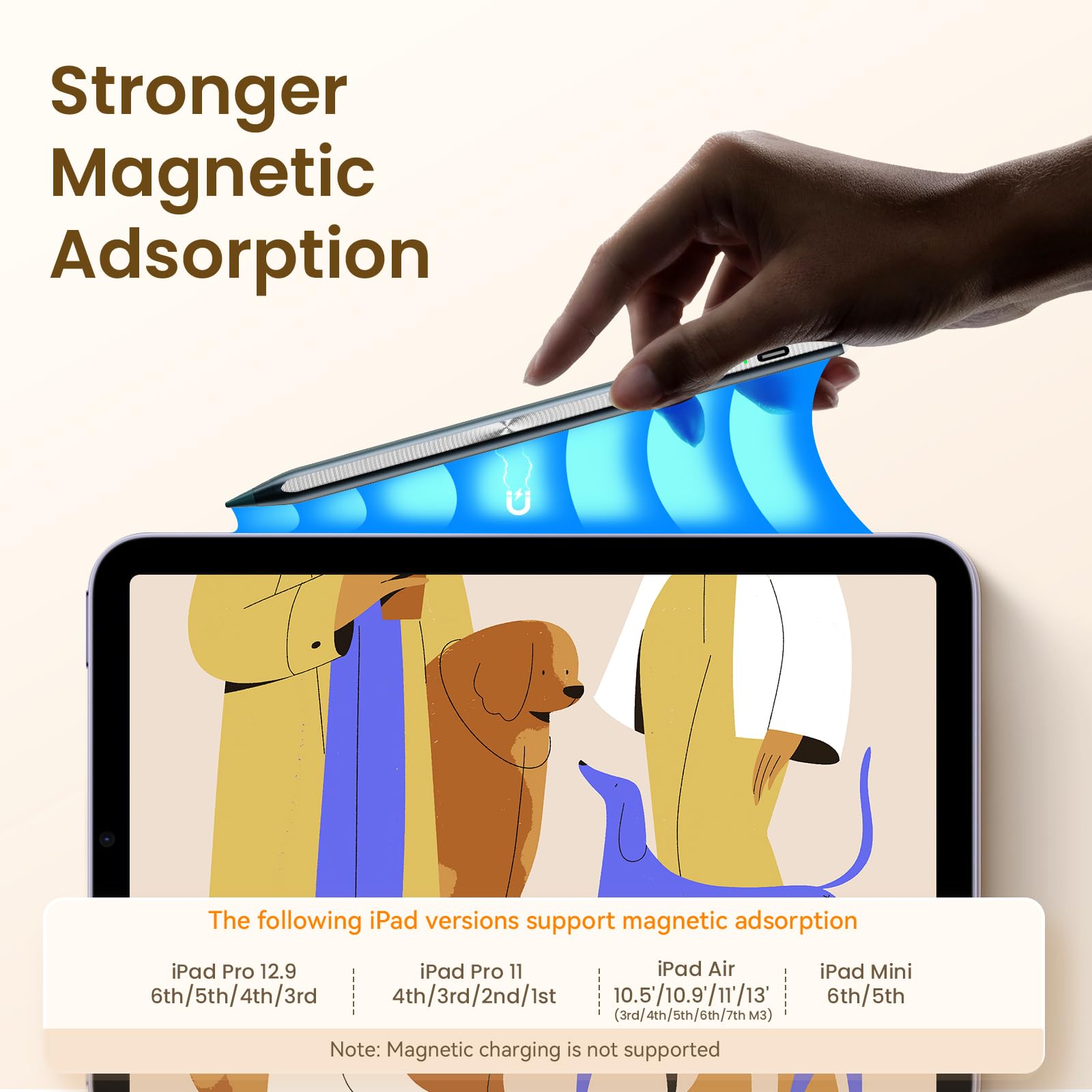 Hastraith Stylus Pen for iPad(2018-2025)-13 Mins Fast Charge with Tilt Sensitivity & Palm Rejection for iPad 11/10/9/8/7/6th Gen, Air 7/6/5/4/3/M3/M2, Pro 13"/12.9"/11"/M4, Mini 7/6/5th,