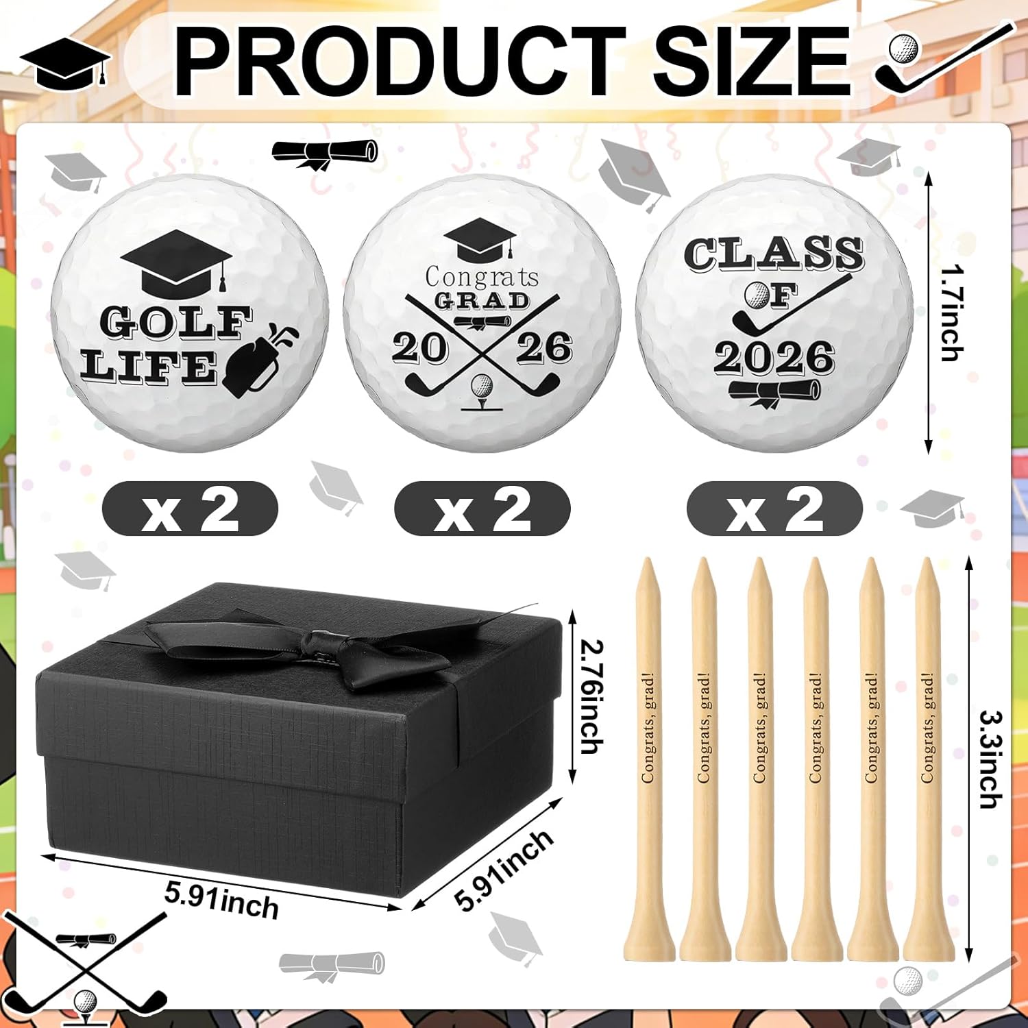 Ceenna 13 Pcs Graduation Golf Balls Gift Set Class of 2026 Funny Golf Balls with Tees Gift Box Novelty Senior Night Gifts Celebrate The Season for Him Grad Party Favors Sports Lovers Souvenirs
