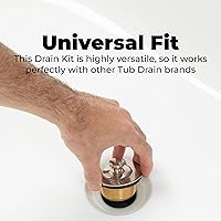 Vista 3 de Dorence Conjunto de drenaje de bañera de elevación y giro, kit de conversión, placa frontal de desbordamiento de un solo orificio y desbordamiento