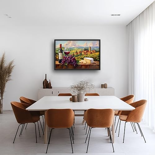 Miniatura 5 de Arte de pared de vino, uvas rústicas, vino tinto, decoración de pared, lienzo retro de paisaje de la Toscana, pintura de lienzo, obra de arte