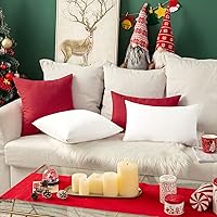 Vista 4 de MIULEE - Paquete de 2 fundas de almohada decorativas para exteriores, impermeables, sólidas, de lino, para jardín, granja, para patio, tienda