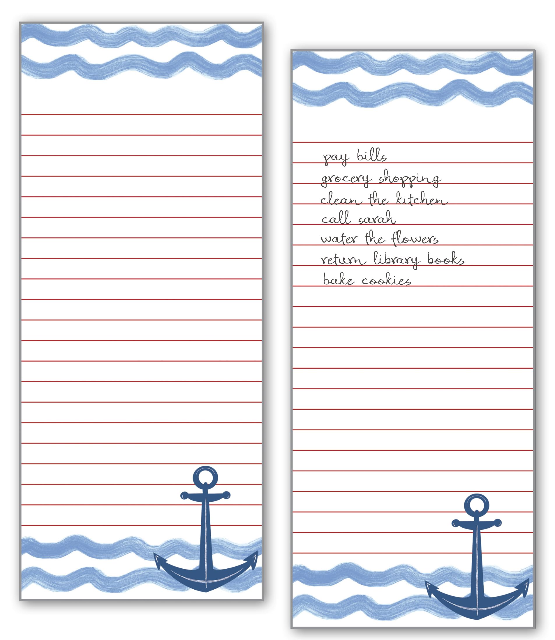 2 PACK - List Pad, Notepad, Fridge Pad, Shopping List, To-Do List with Attachable Magnet, Made in the U.S.A. - Anchor