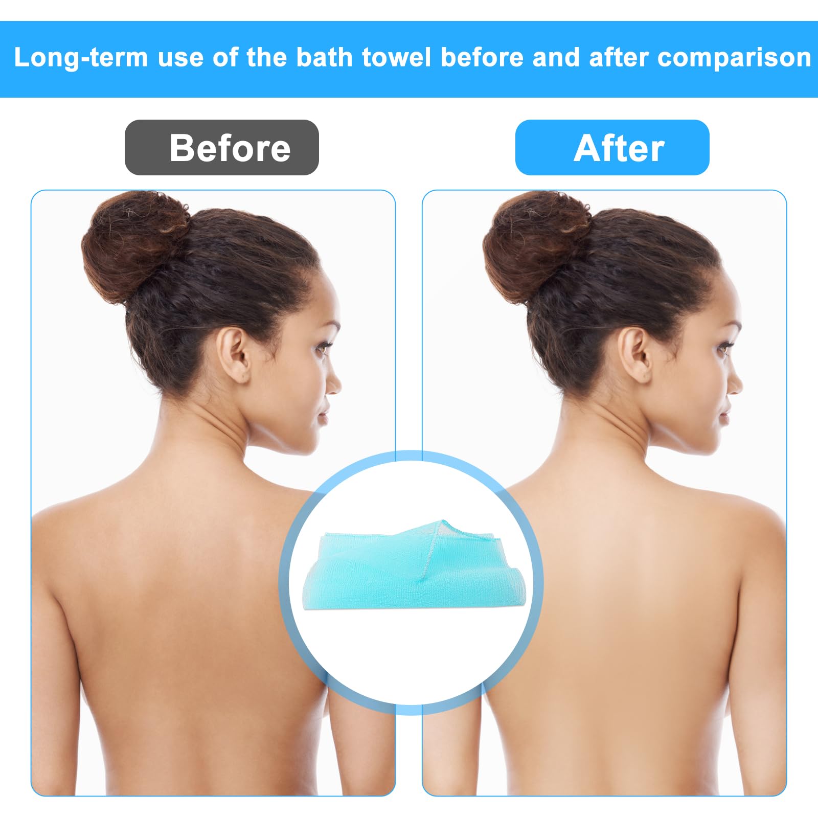 Paño exfoliante para la espalda, 4 unidades, toalla exfoliante de lufa, toalla japonesa, esponja de lufa, red de trapo, arandela de espalda