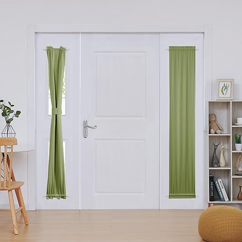 Miniatura 26 de Deconovo Cortina opaca de Navidad para puertas de vidrio y luces laterales, panel de privacidad con aislamiento térmico con doble bolsillo para