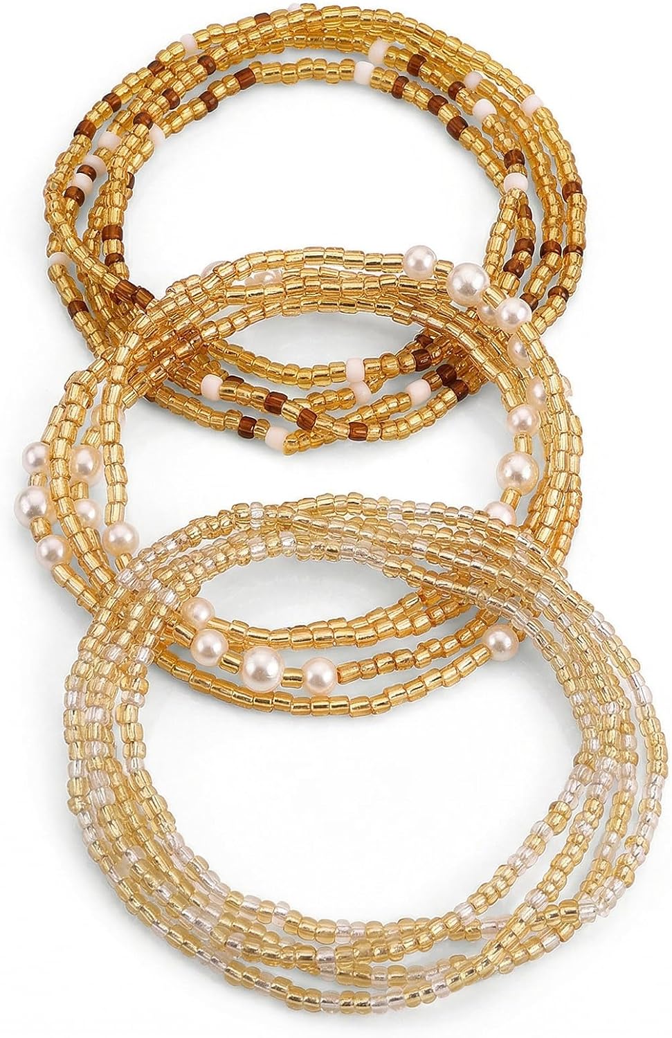 Waist Beads for Women 3Pcs Elastic Belly Waist Beads African Body Chains Set
