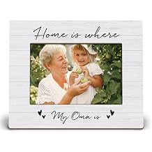 KU-DaYi Oma Gifts 8x10 Picture Frame, Grandma Grandmother Gifts for Mother's Day from Grandkids Grandson Granddaughter, Home Is Where My Oma Is Wall Tabletop Wooden Photo Frame Fits 5x7 Photo
