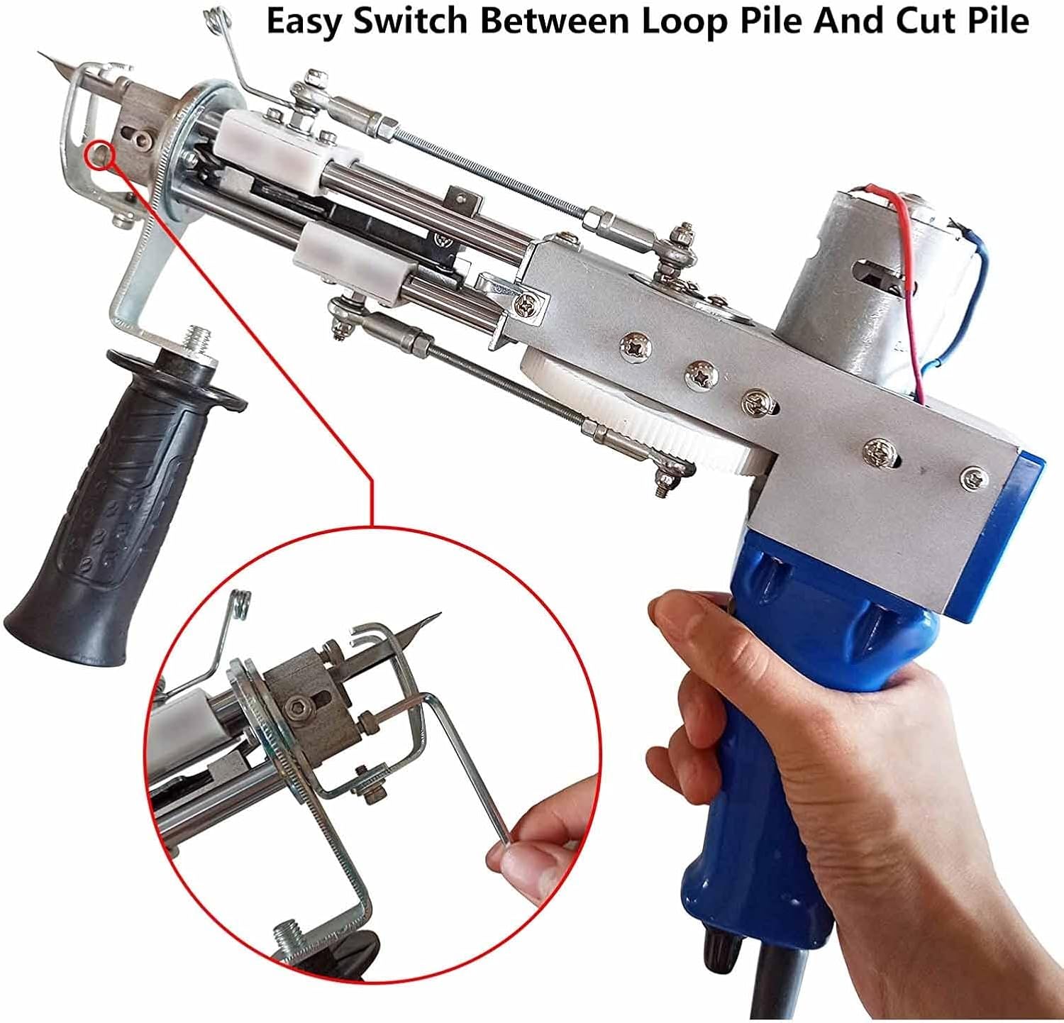 Electric Carpet Tufting Gun 2 in 1 Cut Pile Loop Pile Dual-Use Tufting Gun Weaving Machine Rug Gun Machine Starter Kit DIY Knitting & Crochet Supplies with Adjustable 5-40 Stitches/Sec