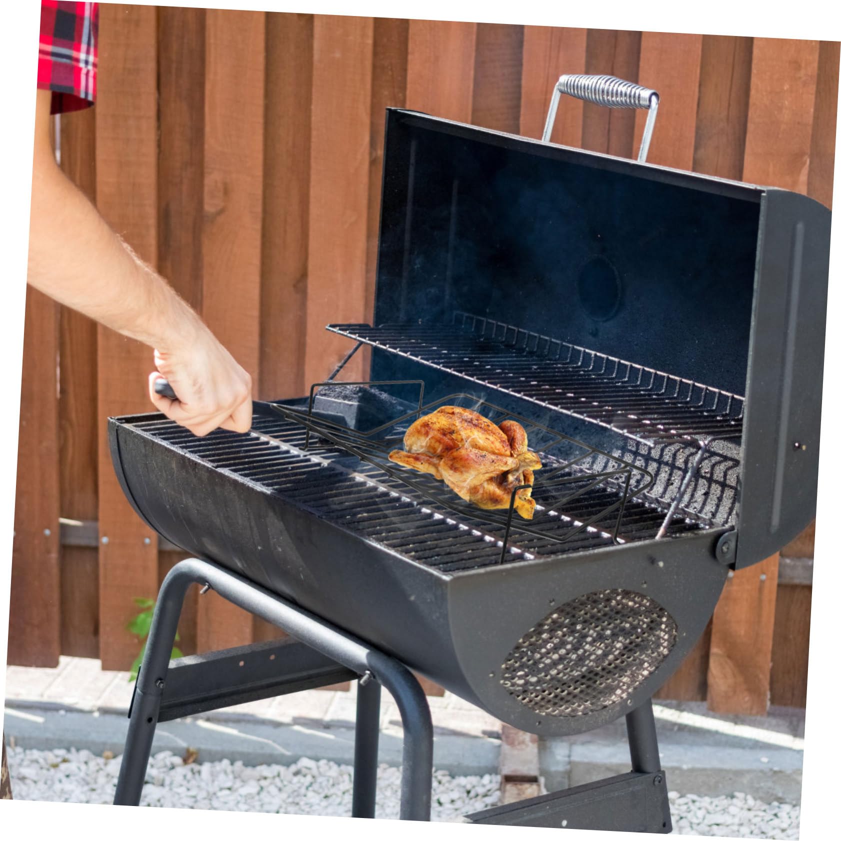 UKCOCO Supporto Portatile Rettangolare Barbecue al Acciaio Carbonio e Antiaderente Leggero, per Grigliate All'aperto e Arrosti