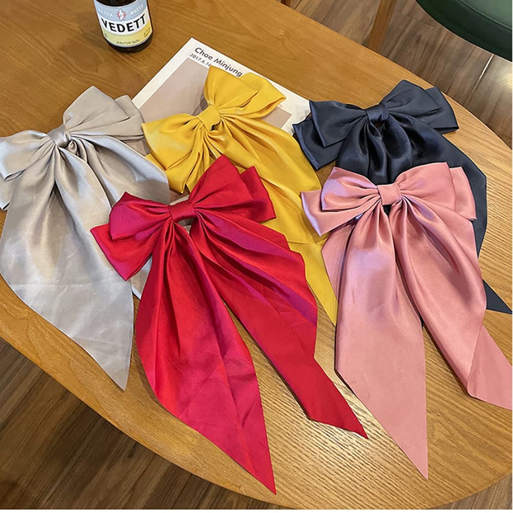 Große Satin-Haarschleife Mit Clip - 21x40 Cm, Vintage Stil, Für Damen & Mädchen, Vielseitig Für Alltag & Feste