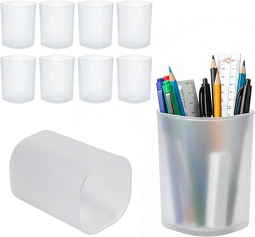 Paquete de 10 vasos transparentes para lápices para el aula  Soporte de plástico transparente para bolígrafos y organizador de cepillos de dientes