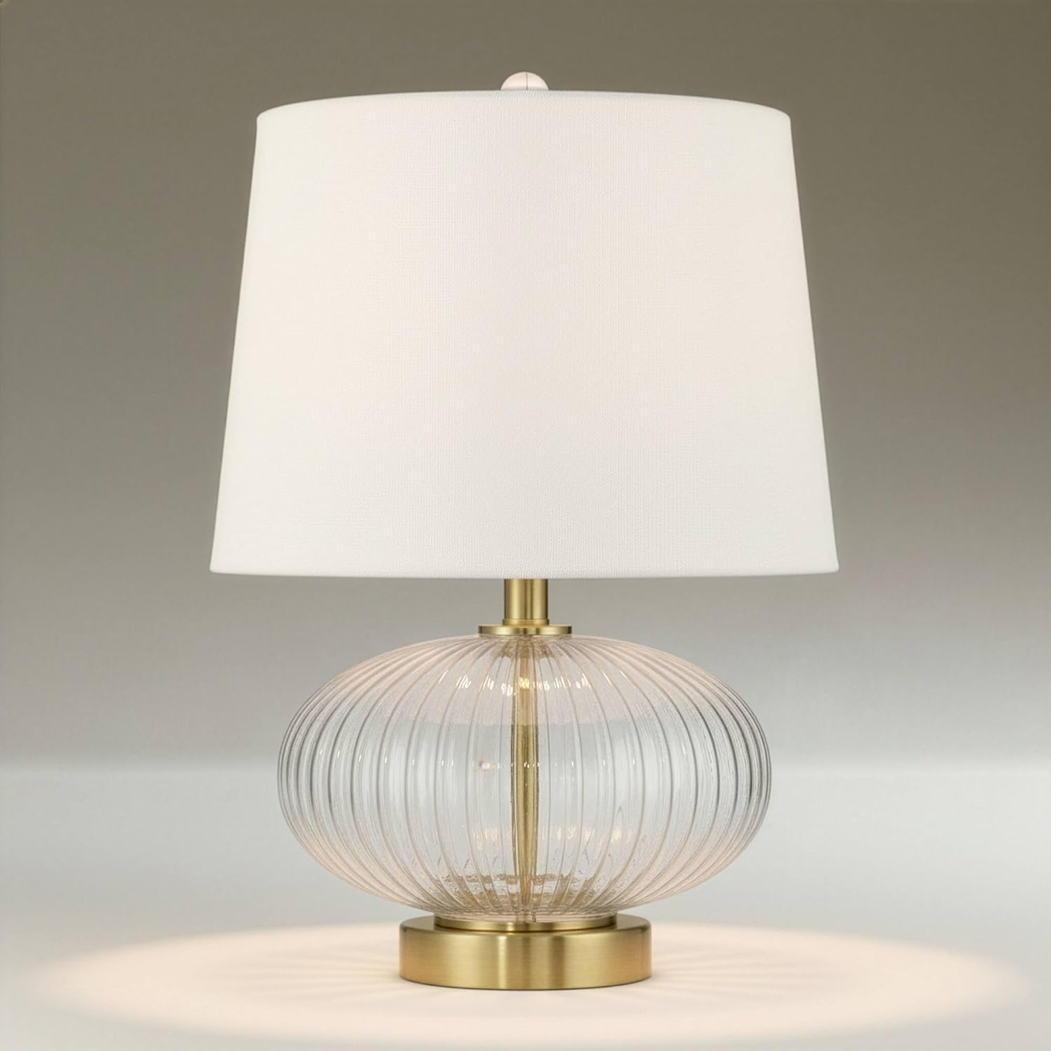 360 Lighting Darrah 20" High Small Mid Century Modern Accent Table Lamp USB Port Clear Glass Gold Brass Finish Single Off-White Shade Living Room Charging Bedroom Bedside Nightstand House Office