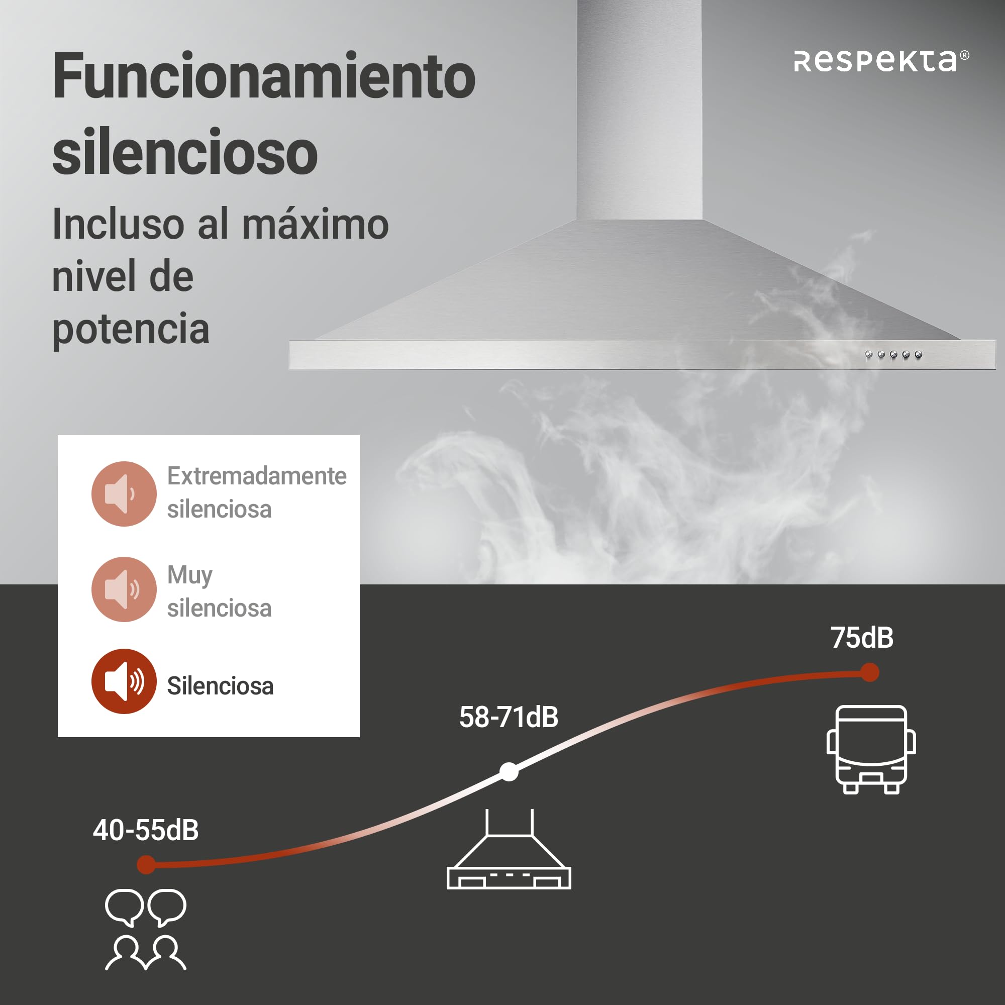 respekta Ch44068-90IXA - Campana para chimenea (90 cm)