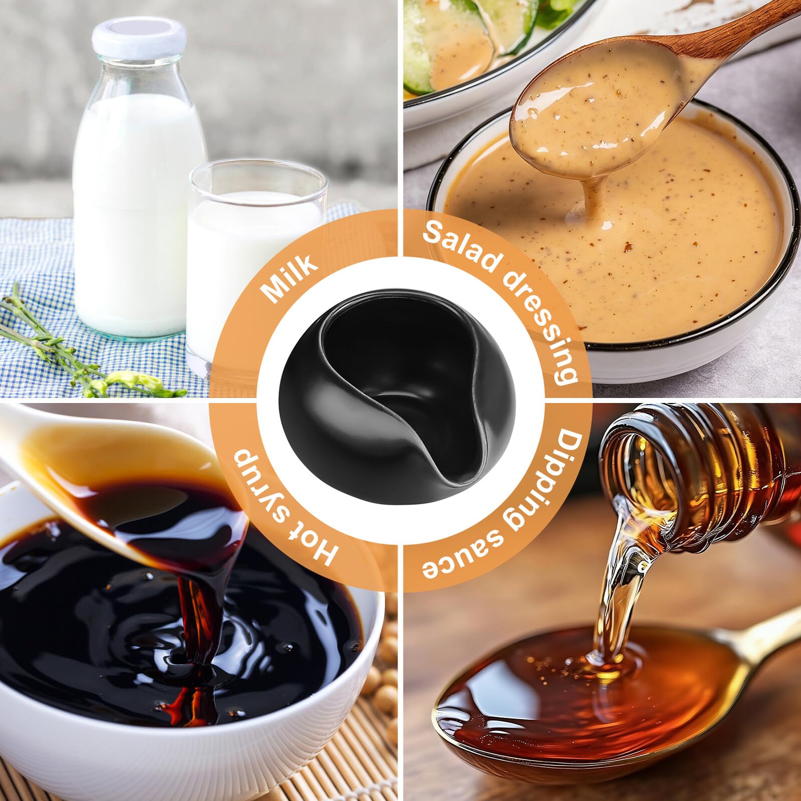 STOBAZA Brocca per Salsa in Ceramica da 3 Pezzi Beccuccio Tazza da Sugo per Latte e Panna, Distributore di Salsa Piccolo per Cucina e Bar, Resistente e Facile da Pulire