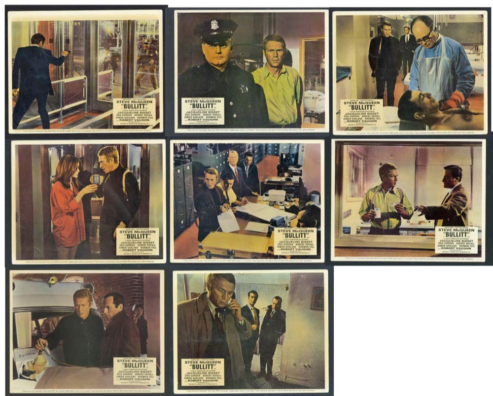 Bullitt (1969) Original UK Front of House Cards British Movie Posters 8x10 Very Fine Condition STEVE MCQUEEN ROBERT VAUGHN JACQUELINE BISSET ROBERT DUVALL Film directed by PETER YATES Very Fine Condition