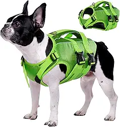 Kuoser Colete salva-vidas para cães de flutuação alta, colete salva-vidas refletivo para cães de barco, colete salva-vidas ajustável pequeno, médio grande, leve, para cães, salva-vidas, alça de