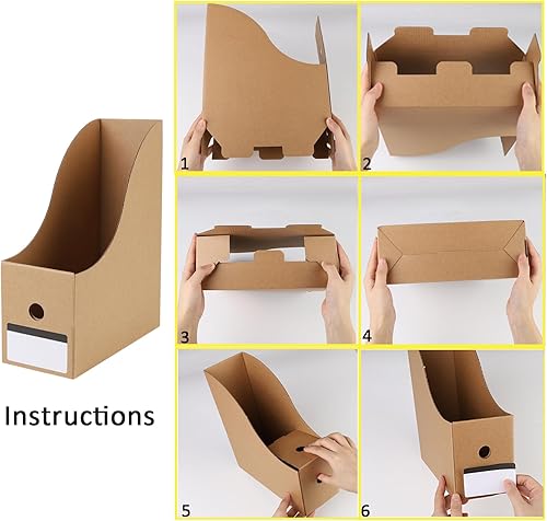 Miniatura 3 de Paquete de 35 organizadores de cartón para archivos, revistas, caja de almacenamiento plegable para revistas, estante de documentos, organizador de