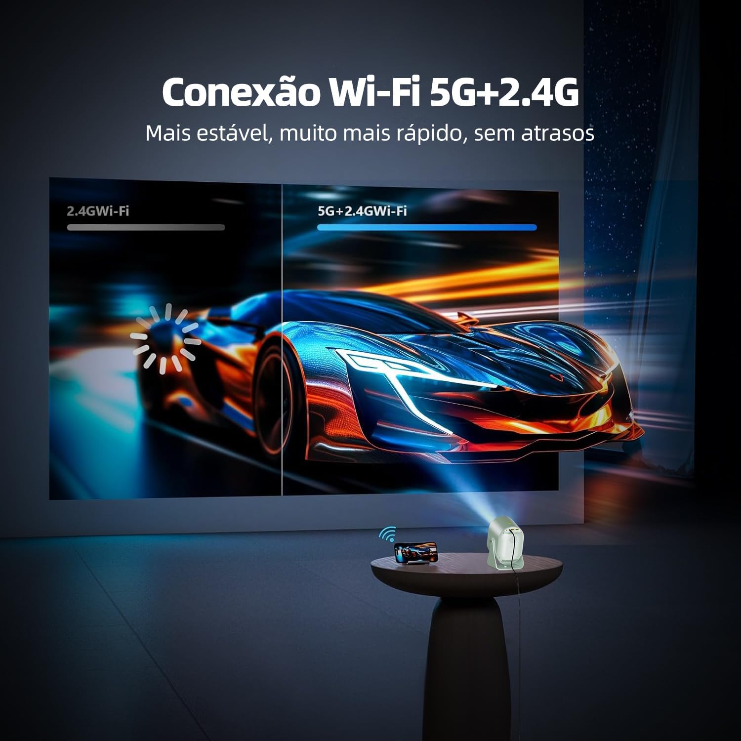71M65SX7I7L._AC_SL1500_ [Foco elétrico]Bettdow Mini Projetor Portatil 360° Tv Android/ios 4k 1080p 9000 Lumens, Smart Projetores Retroprojetor 150 ANSI, WIFI 5G+2.4G, Eletronico Correção Trapezoidal