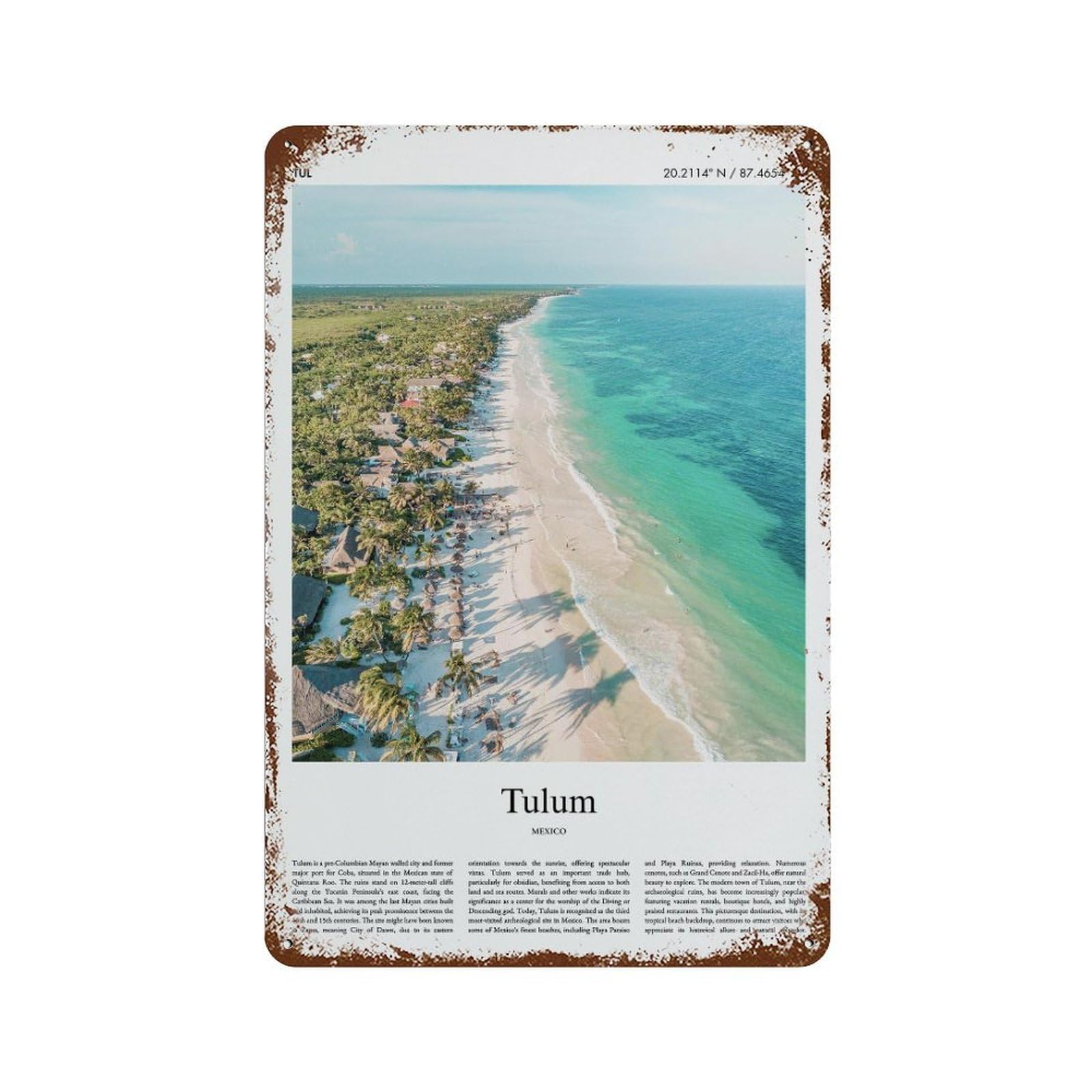 xiaoxiaoshen Tulum Mexico City Scenery Wall Decor Art Metal Tin Poster Modern Home Decor Art Home Bar Shop Decorations Vintage Sign 30x20cm