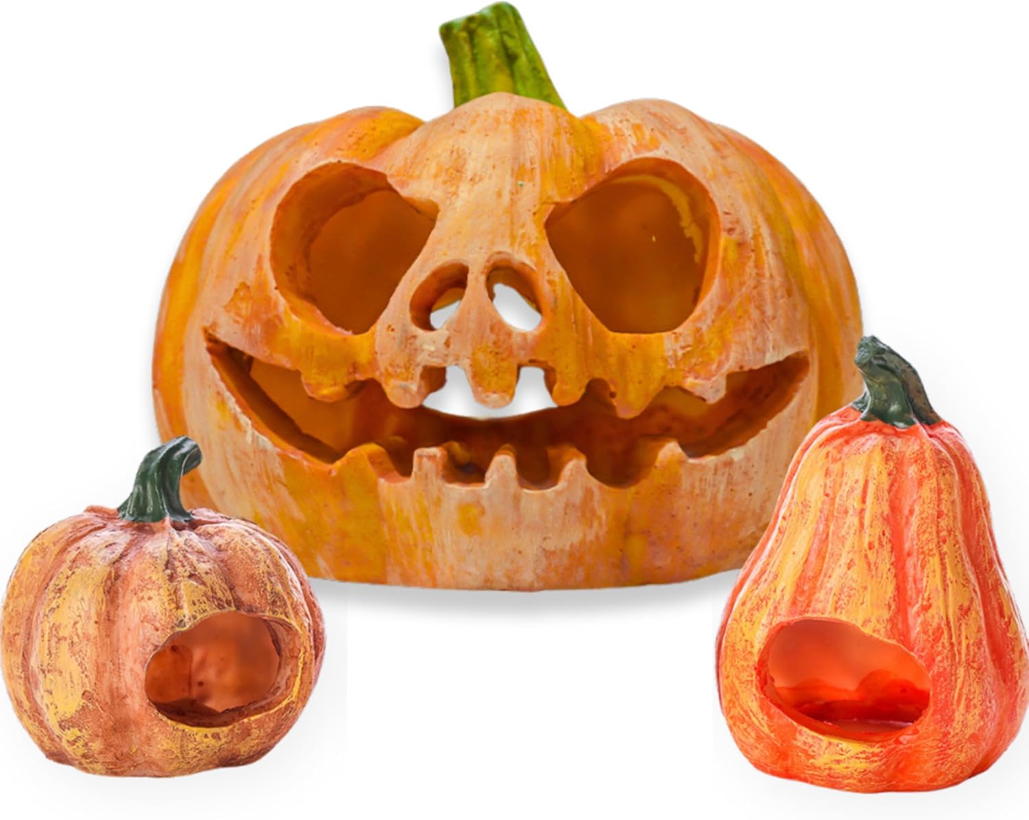 Fish Hideout Pumpkin Shaped Fish Cave Pumpkin Figurine Shrimp Hide Reptile Shelter House for Halloween Fish Tank Aquarium Decoration Pumpkin Aquarium Decoration Halloween Pumpkin Set