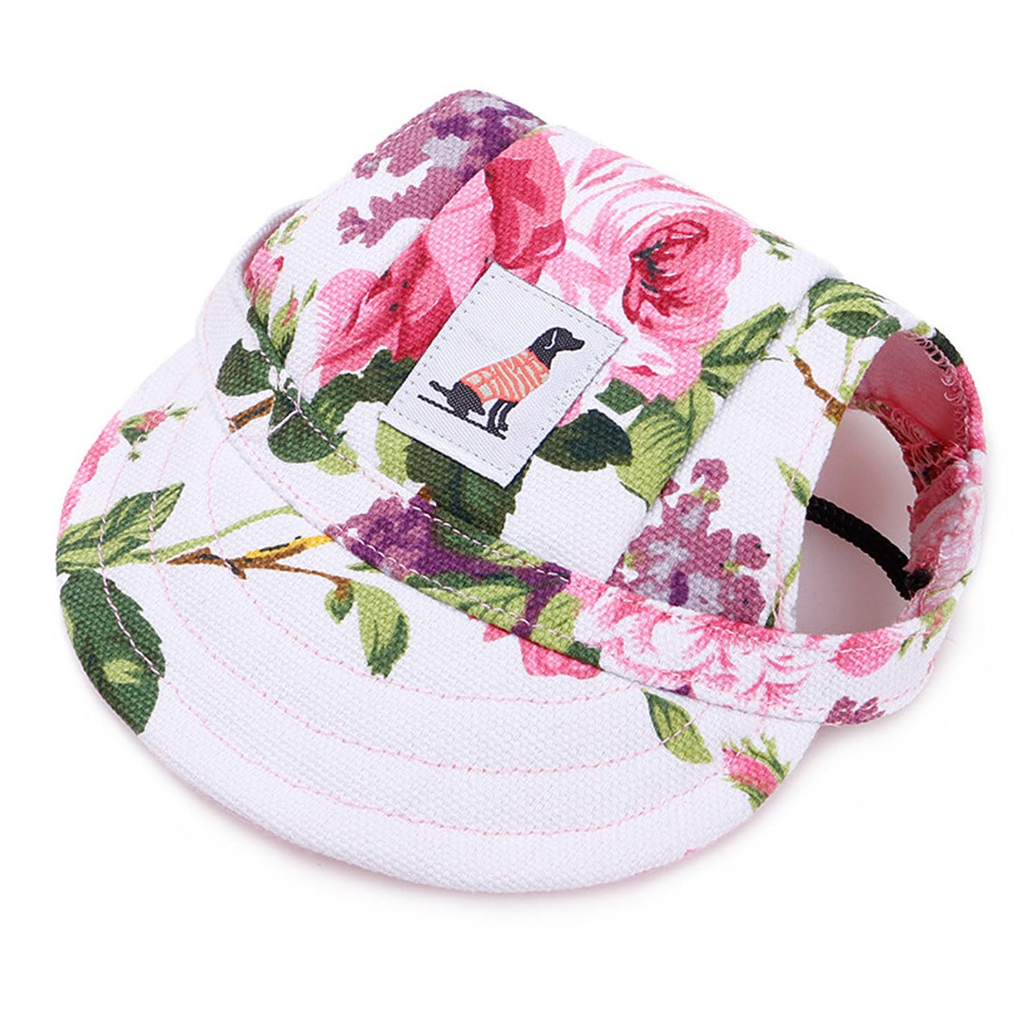LATRAT Dog Baseball Cap, Pet Outdoor Sports Sun Protection Hat, Dog Summer Visor with Ear Holes and Adjustable Strap (Pattern, XL)