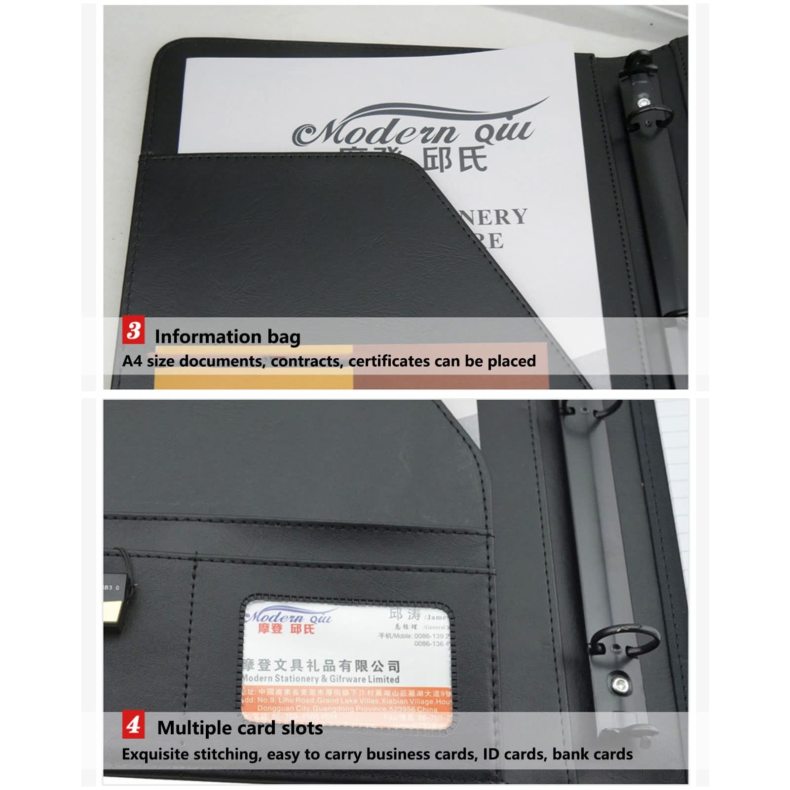 Cartella A4 Portadocumenti Cartellina Porta Documenti Portablocco Porta Organizer Agenda in Pelle Portafoglio Padfolio per Donna Uomo Business Viaggio Conferenza