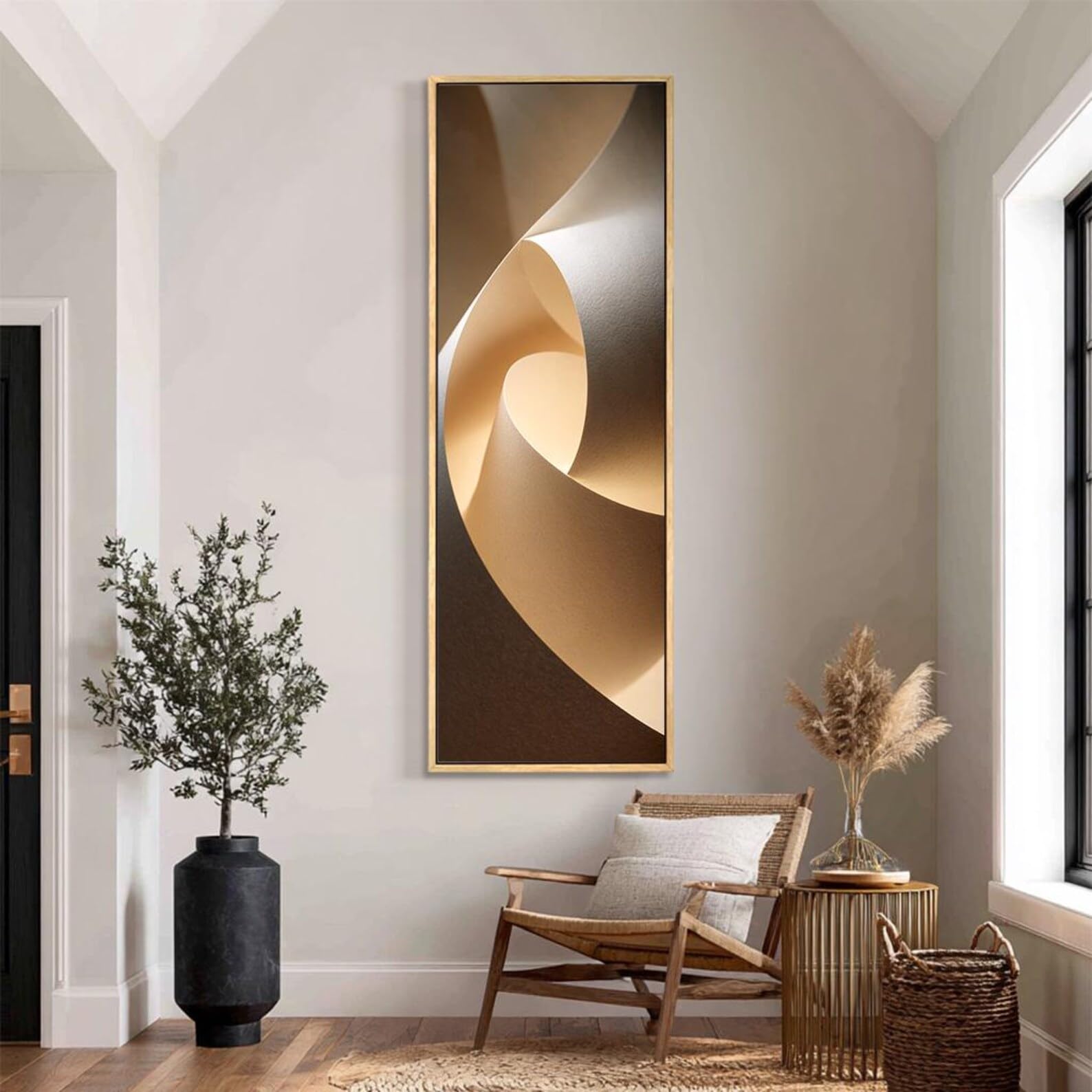 XBTYKPB Quadro su tela alto e sottile, composizione lunga e stretta, decorazione murale verticale, poster geometrici, dipinto botanico contemporaneo (35x105 cm/senza cornice)