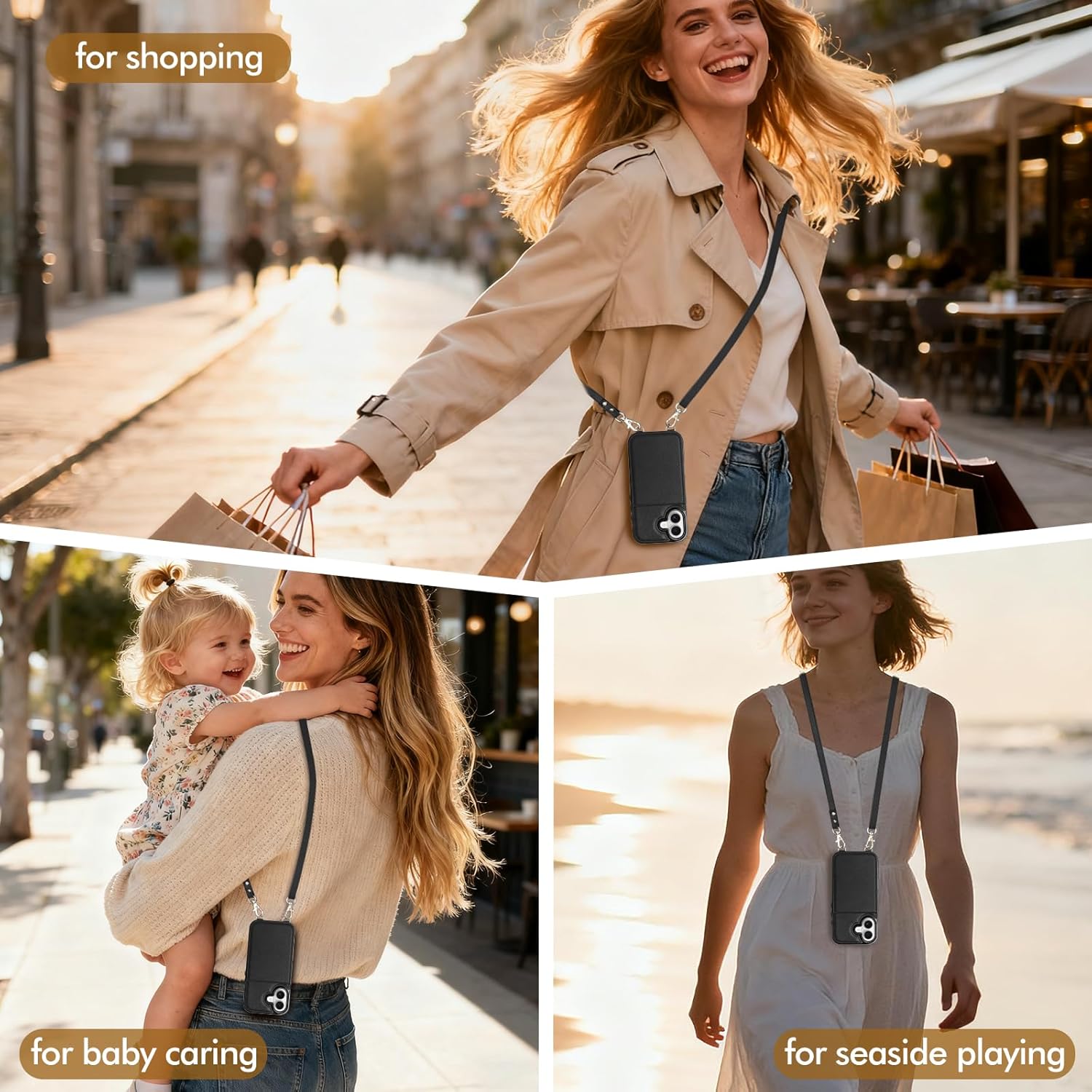 Vofolen for iPhone 17 Wallet Case with Card Holder Crossbody Adjustable Strap Magnetic Clasp Heavy Duty Protective Leather Flip Phone Cover for i Phone 17 for Women, Black - Image 7