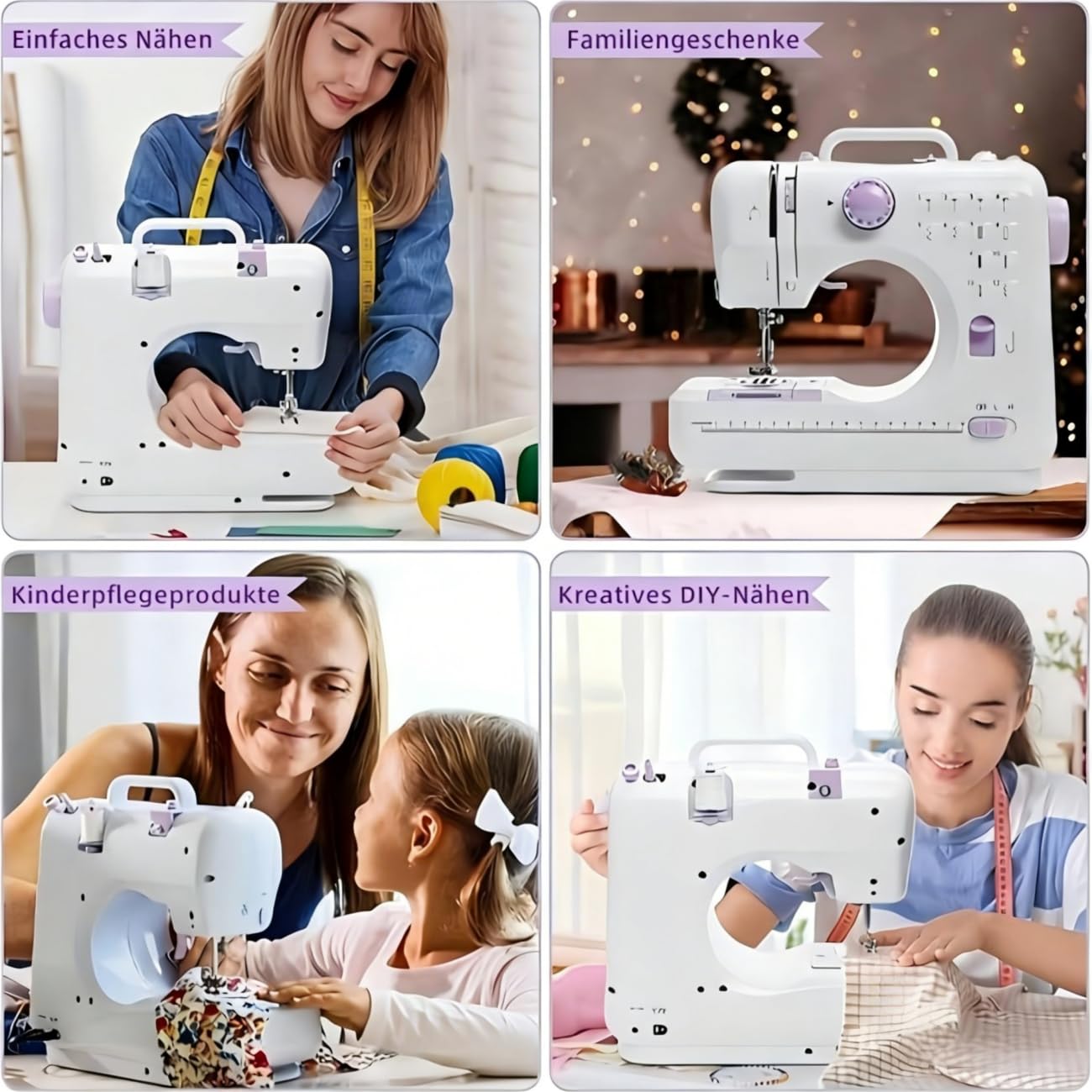 Machine à coudre électrique pour débutants, avec 12 motifs de points, 42 accessoires, facile à transporter, pour le bricolage et le travail manuel, pour enfants et adultes