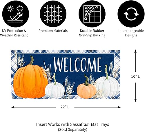 Miniatura 2 de Evergreen Sassafras - Tapete de entrada intercambiable con calabazas a cuadros Interior y exterior 22 pulgadas x 10 pulgadas Parte trasera