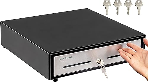 Cajón de caja registradora manual de 16 pulgadas para sistema de punto de venta POS Panel táctil frontal de acero inoxidable y negro Cajón de Cajón de caja registradora manual de 16 pulgadas para sistema de punto de venta POS Panel táctil frontal de acero inoxidable y negro Cajón de