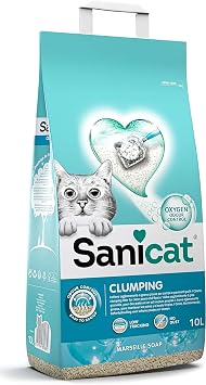 Sanicat - Clumping Cat Litter with Marseille Soap scent | Made of natural minerals with odour control | Absorbs moisture and makes cleaning the tray easier | 10 L capacity