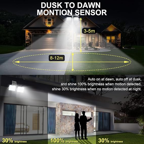 Gebosun Solar Flood Light Outdoor with Motion Sensor & Flash Warning