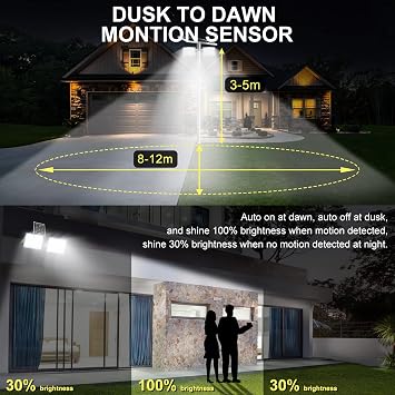Gebosun Solar Flood Light Outdoor with Motion Sensor & Flash Warning