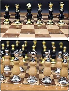 Amazon | 高級プロフェッショナルチェス、金属チェスの駒と収納