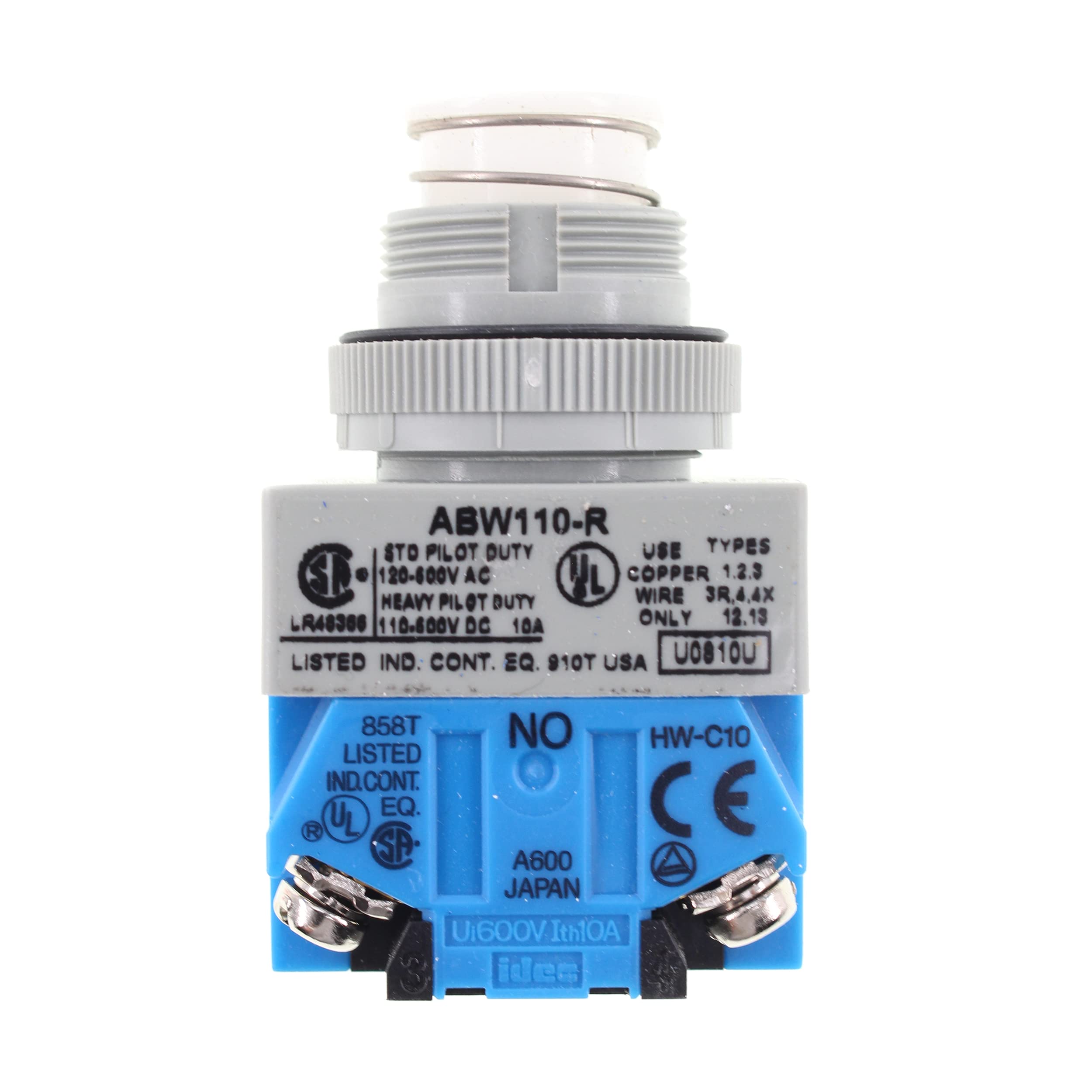 IDEC ABW110-R Heavy Pilot Duty Push Button, 110-600VDC, 10A