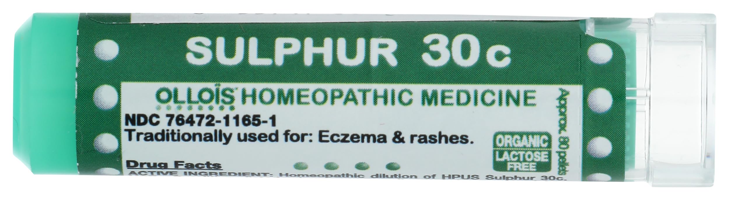 OLLOIS Sulphur 30c, Organic, Lactose-Free Homeopathic Medicine, 80 Pellets (Pack of 1)