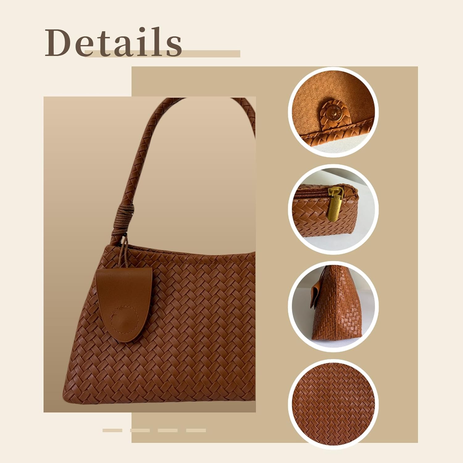 Women Summer Woven Tote Bag for Beach, Lightweight Vegan Leather Shoulder Purse with Pouch for Travel, Work, Shopping | woven lightweight