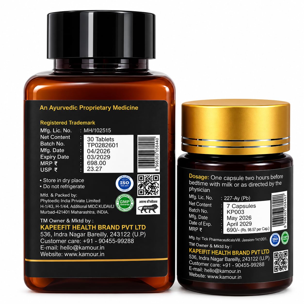 Kamour 7 Days Booster Combo | Ayurvedic Herbal Supplement Kit | Daily Charge Tablets (30) & Power Drive Capsules (7) | Ashwagandha, Safed Musli & Herbal Extracts | Daily Wellness, Energy, Stamina & Vitality Support for Men — Amazon image 8