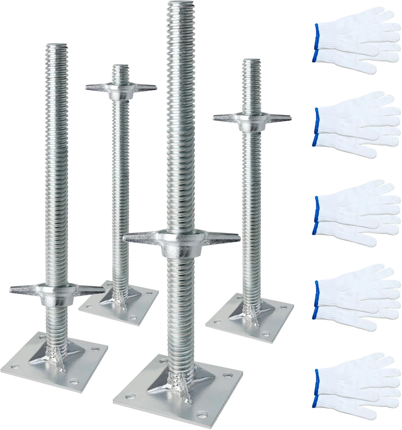 Scaffolding Adjustable Leveling Jacks, 18" Heavy-Duty Screw Jacks with Solid Threaded Rod & Wide Base Plate, 4 Pack Scaffolding Accessories for Baker Scaffolding