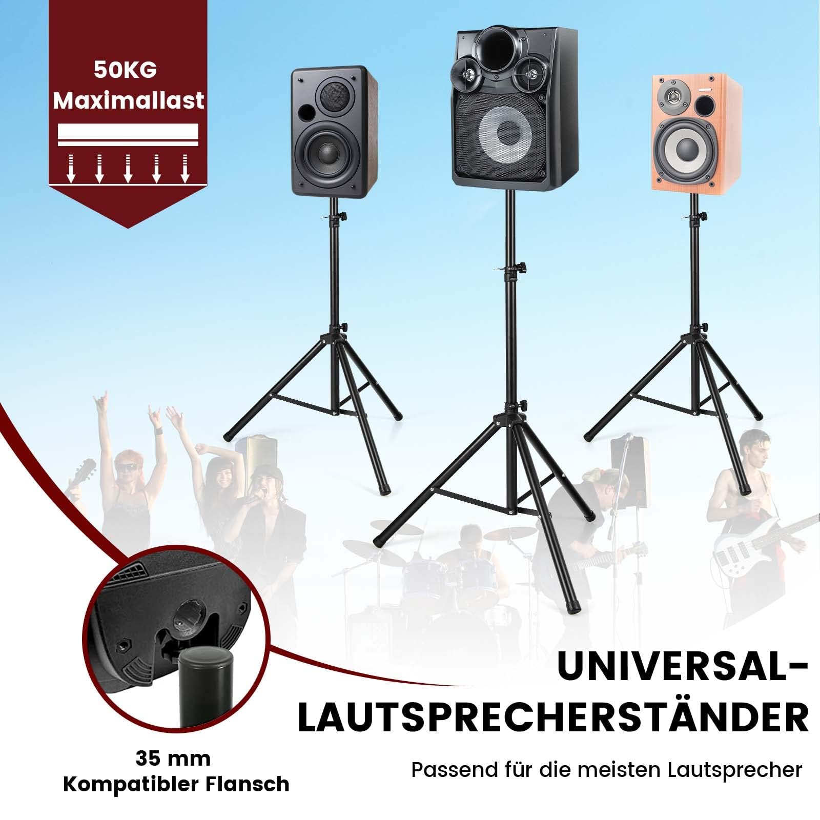FANTASK Trípode para Boxeo, Altavoz, Altura Regulable de 122 – 186 cm, Soporte para Boxeo, soporta hasta 50 kg, para Salas de música, Salas de conferencias, Estudios, 186 x 35 x 186 cm, Color Negro