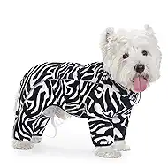 Fleece Dog Coat for Small Medium Dog,Pullover Pajamas Jumpsuit Bodysuit Puppy Coats with Legs, Pet Windproof Warm Cold Weather Jacket Full Body Vest Cozy Snowsuit Outfit Clothes (Zebra Striped, L)