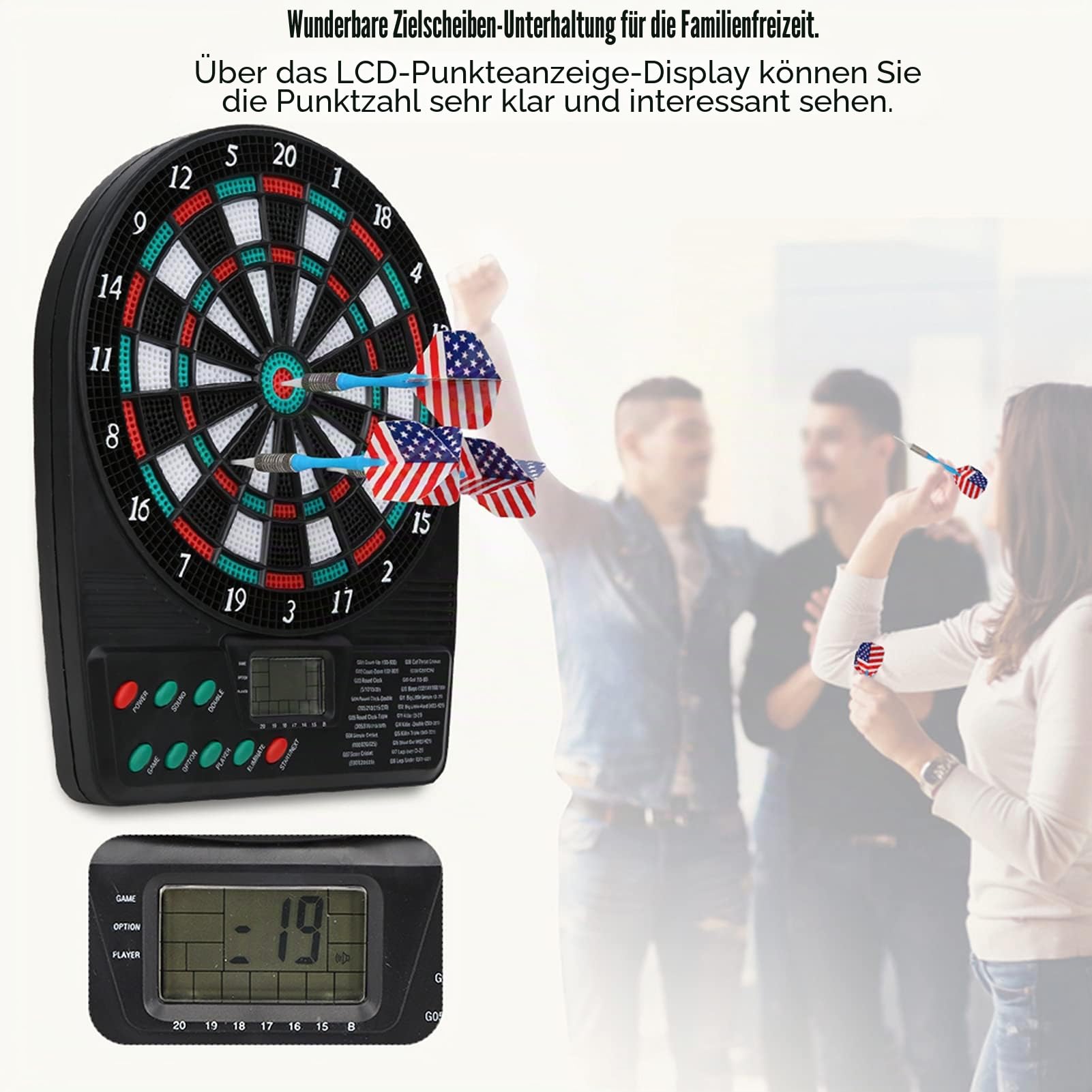 Elektronische Dartscheibe, 8 * 1 * 10,2 Zoll LED-Anzeige, automatische Wertung, Dartscheiben-Sets, Dartscheibe, elektronische Anzeigetafel Soft Tip Digital Dartscheibe für Zuhause im Freien