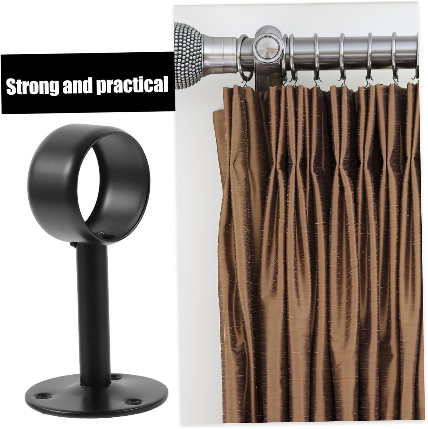 VOSAREA 16pcs Stainless Steel Ceiling Curtain Rod Bracket Wall-Mount Holder for Drapery Poles Simple Installation Base Design for Wardrobe Window Use