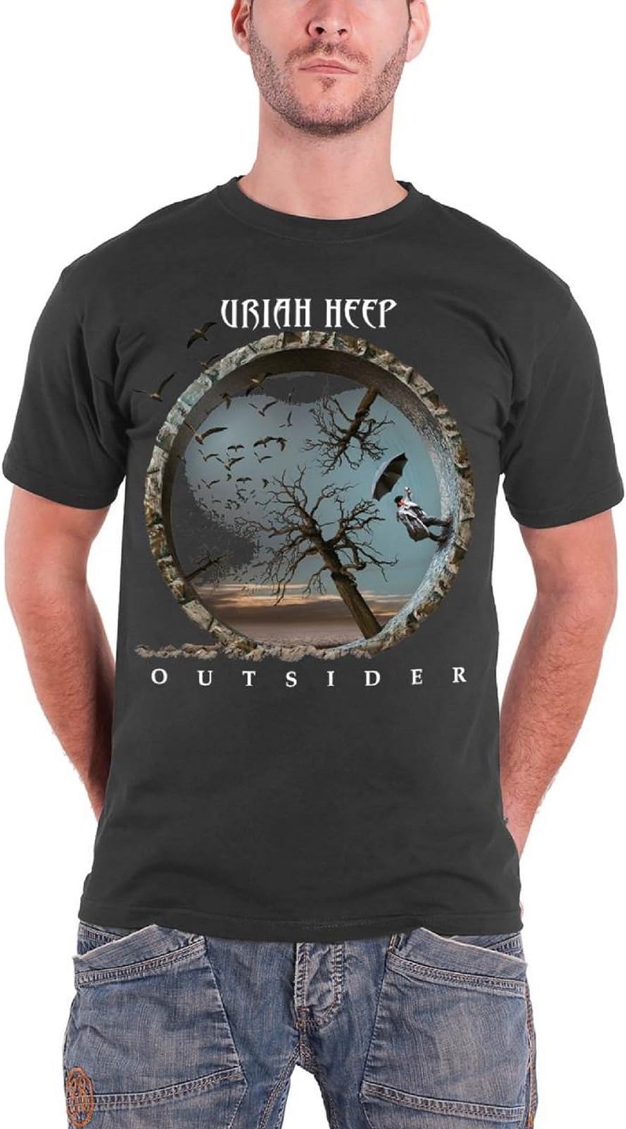 Uriah Heep Outsider Official Mens New Grey T Shirt