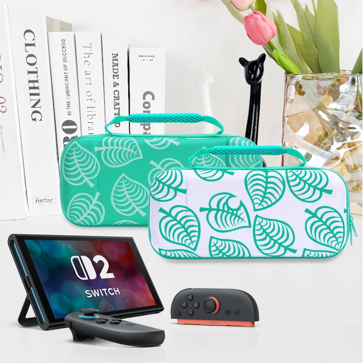 Carrying Case for Nintendo Switch 2, Large Capacity Switch 2 Case Hard Shell Protective Travel Pouch with 12 Game Card Slots Slim Storage Bag for Console & Accessories Cute Carry Cases for Gift, Green 7 71M67YcdfnL. AC SL1200