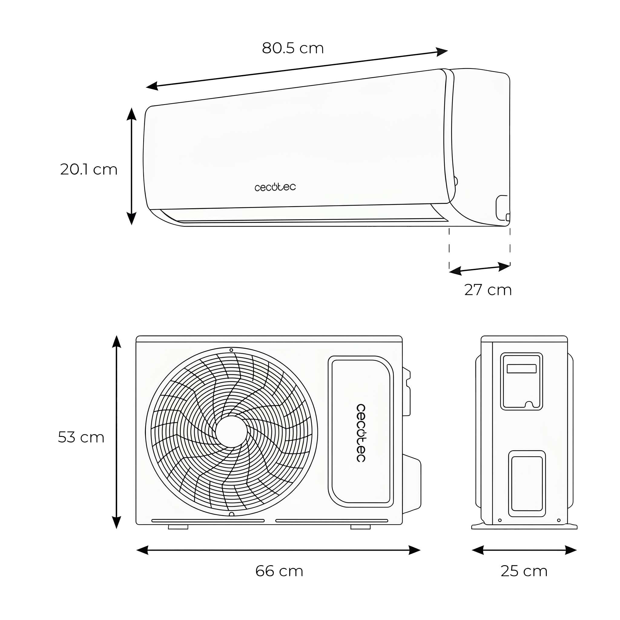 Cecotec Climatiseur Split AirClima 12000 Wind Connected Inverter, 12000 BTU, pompe à chaleur, 5 modes, classe A++, déshumidificateur 21,6 l/jour, écran LED, minuterie 24h, filtre lavable